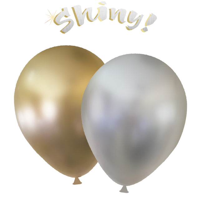 Party Essentials Ballons très brillants or et argent 6St