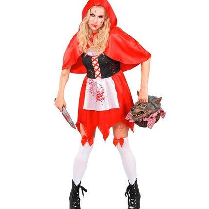 Robe d'Halloween rouge pour femme : Zombie Petit Chaperon rouge