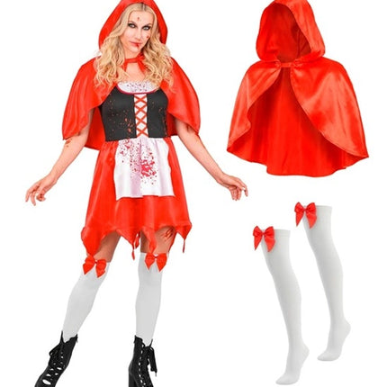 Robe d'Halloween rouge pour femme : Zombie Petit Chaperon rouge