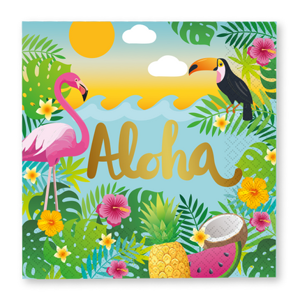 Serviettes de table Hawaii Aloha 33 cm, lot de 20