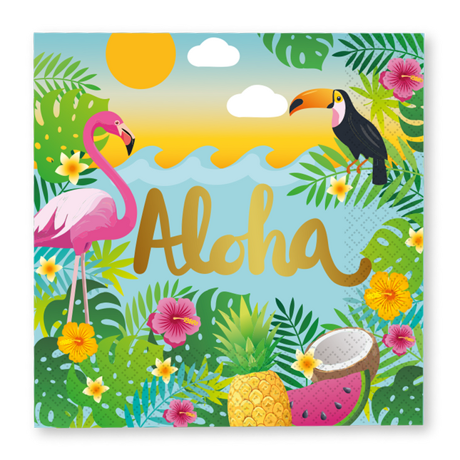 Serviettes de table Hawaii Aloha 33 cm, lot de 20