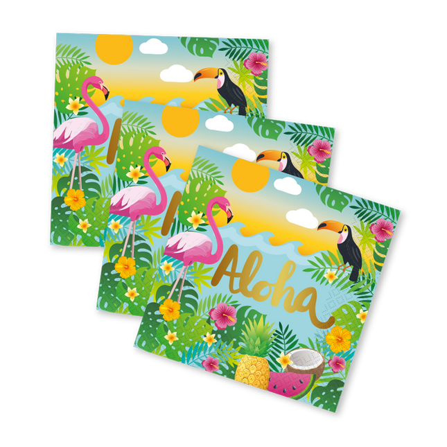 Serviettes de table Hawaii Aloha 33 cm, lot de 20