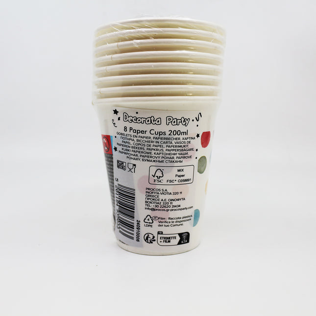 Gobelets de peinture à pois 200ml 8pcs