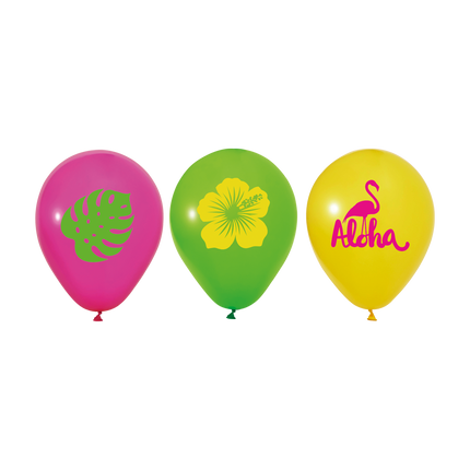 Ballons Hawaii colorés « Aloha » 30 cm, lot de 6