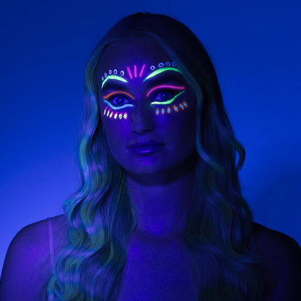 Kit de maquillage UV néon (maquillage à base d'eau, applicateur)
