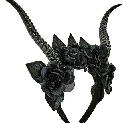Bandeau d'Halloween noir avec une fleur de diable
