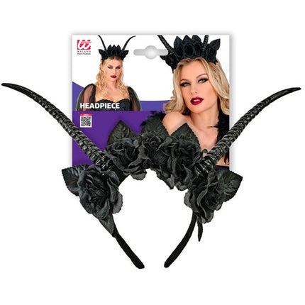 Bandeau d'Halloween noir avec une fleur de diable