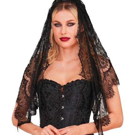 Voile d'Halloween en dentelle noire