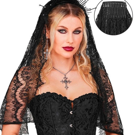 Voile d'Halloween en dentelle noire