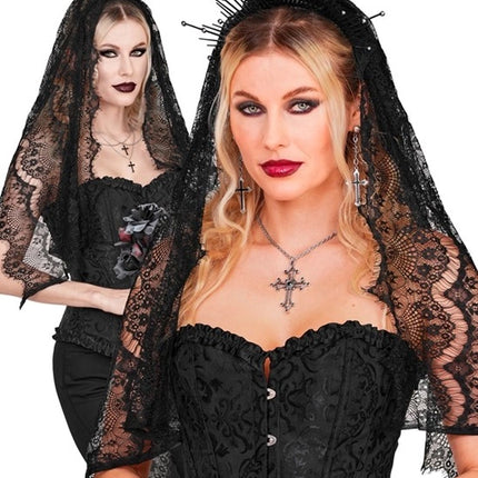 Voile d'Halloween en dentelle noire