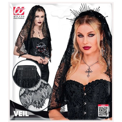 Voile d'Halloween en dentelle noire