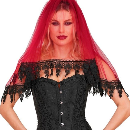 Voile d'Halloween rouge et noir