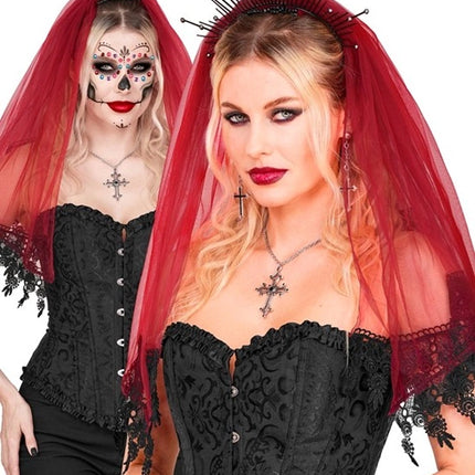 Voile d'Halloween rouge et noir