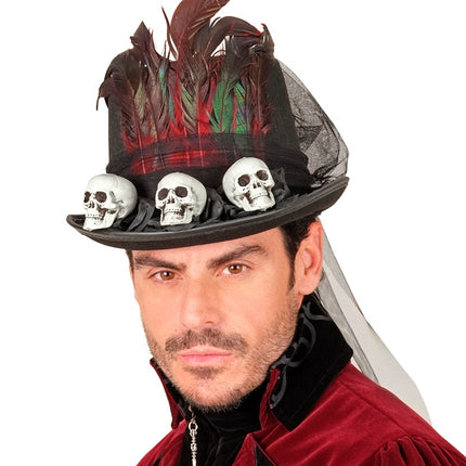 Chapeau d'Halloween haut avec des crânes