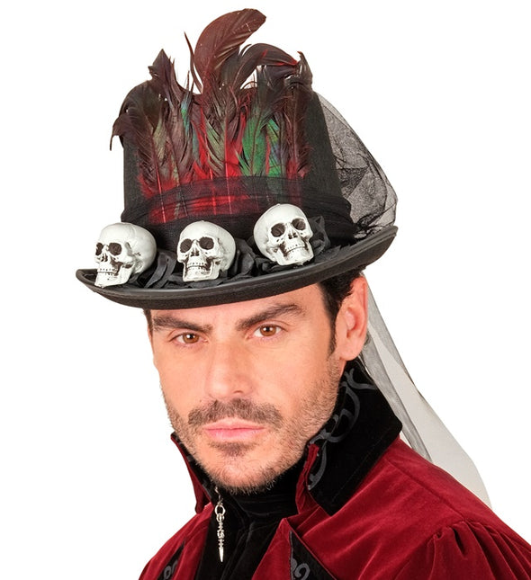 Chapeau d'Halloween haut avec des crânes