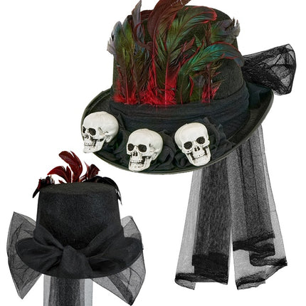 Chapeau d'Halloween haut avec des crânes