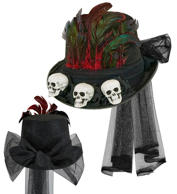Chapeau d'Halloween haut avec des crânes