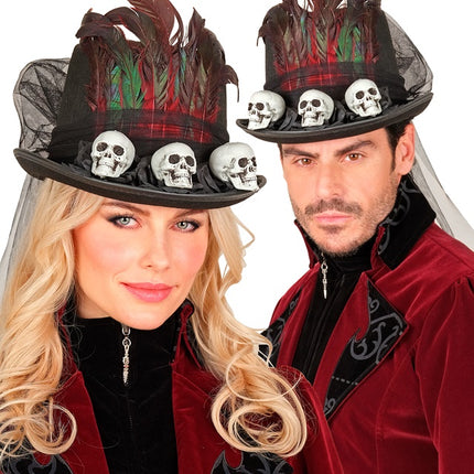 Chapeau d'Halloween haut avec des crânes