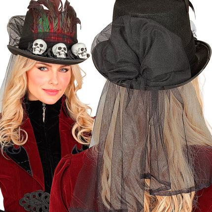 Chapeau d'Halloween haut avec des crânes