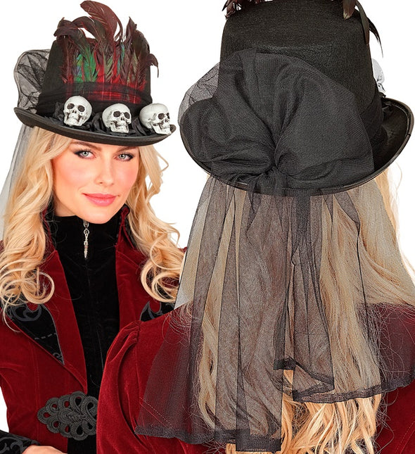 Chapeau d'Halloween haut avec des crânes