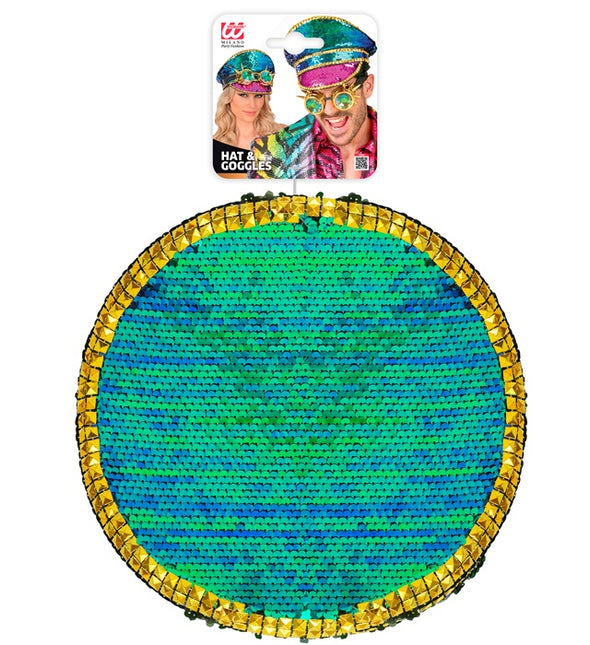 Casquette colorée avec paillettes et lunettes de protection