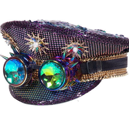 Casquette Burning Man Lunettes de protection violettes