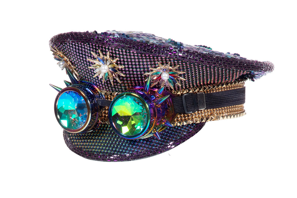 Casquette Burning Man Lunettes de protection violettes