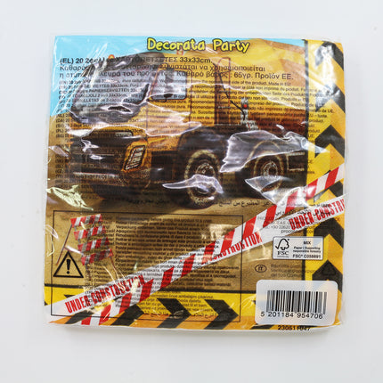 Construction Napkins 2 Layer 33cm 20pcs
