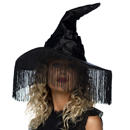 Chapeau de sorcière d'Halloween Franges noires
