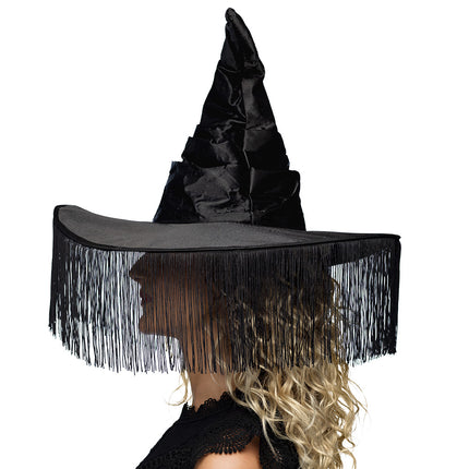 Chapeau de sorcière d'Halloween Franges noires