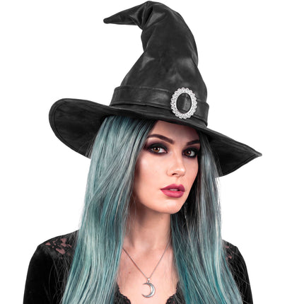 Chapeau de sorcière noir avec boucle