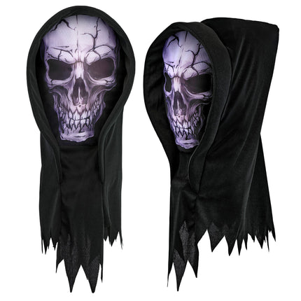 Masque de squelette noir avec capuche