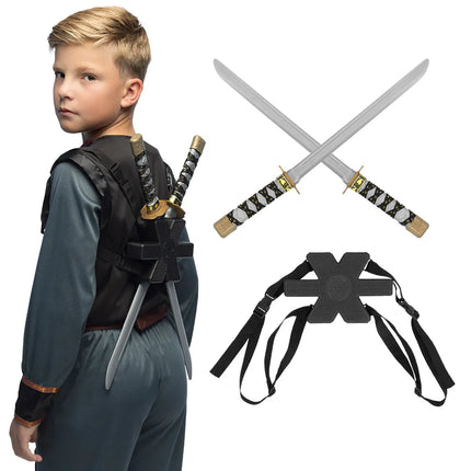 Lot de 2 sabres de ninja avec support (52 cm)