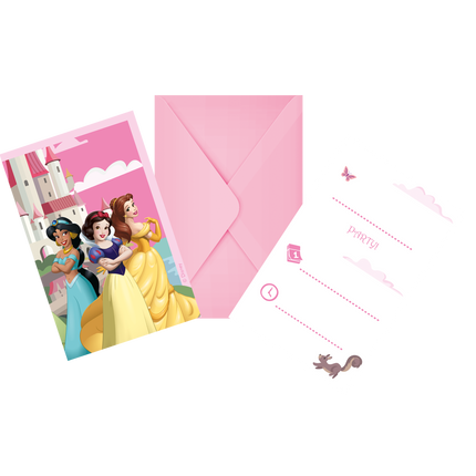 Papier d'invitation Disney Princesses 6pcs