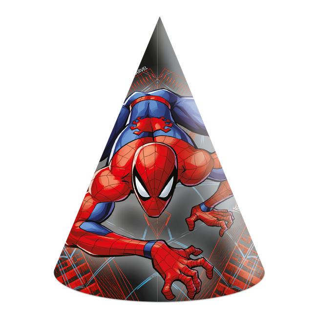 Chapeaux de fête Spiderman en papier 6 pièces