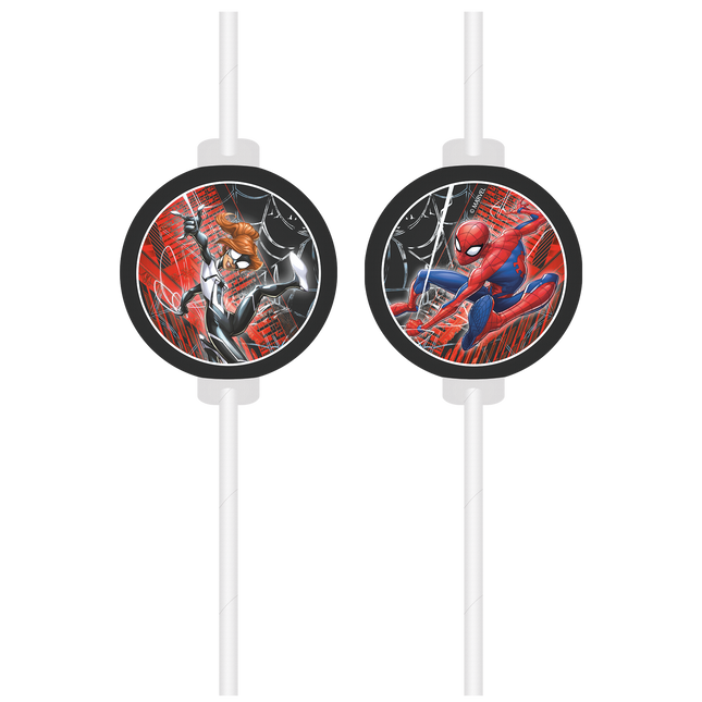 Pailles Spiderman en papier 4pcs