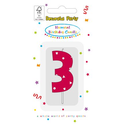 bougie de 3 ans rose