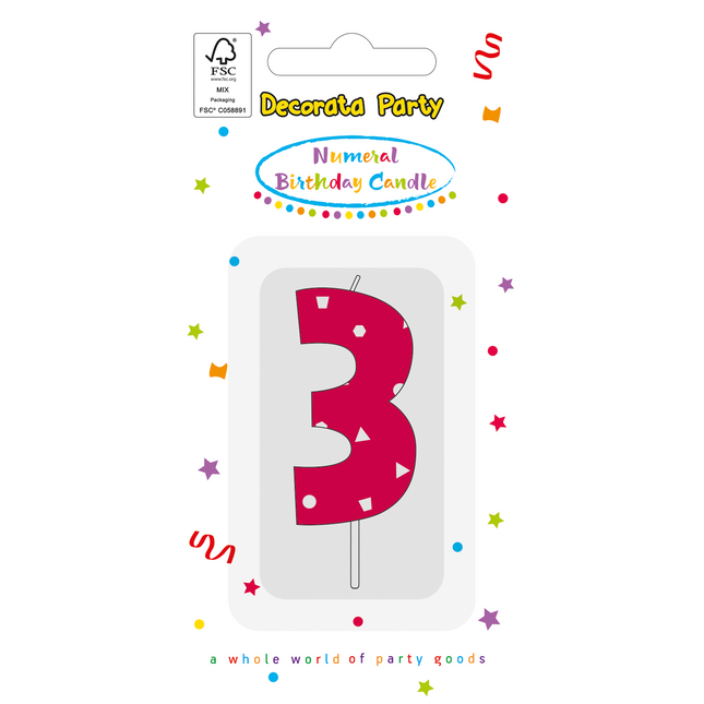 bougie de 3 ans rose