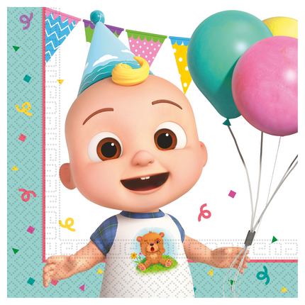 Serviettes de table Cocomelon colorées 2 couches 33cm 20pcs