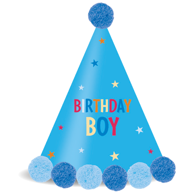 Party Essentials Fsc Chapeau en papier avec pompon Bleu 1St