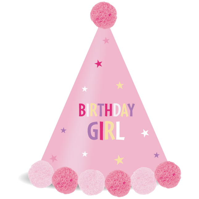 Party Essentials Fsc Chapeau en papier avec pompon rose 1St