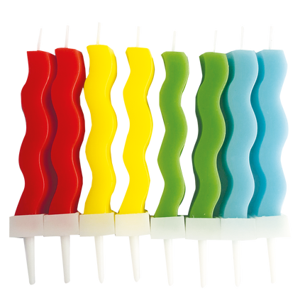 Bougies colorées torsadées 8pcs
