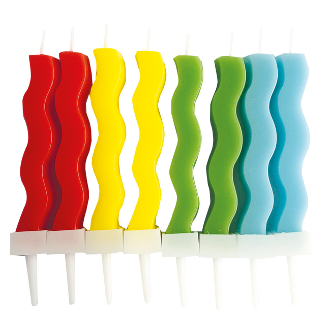 Bougies colorées torsadées 8pcs