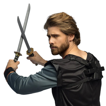 Lot de 2 sabres de ninja avec support (52 cm)