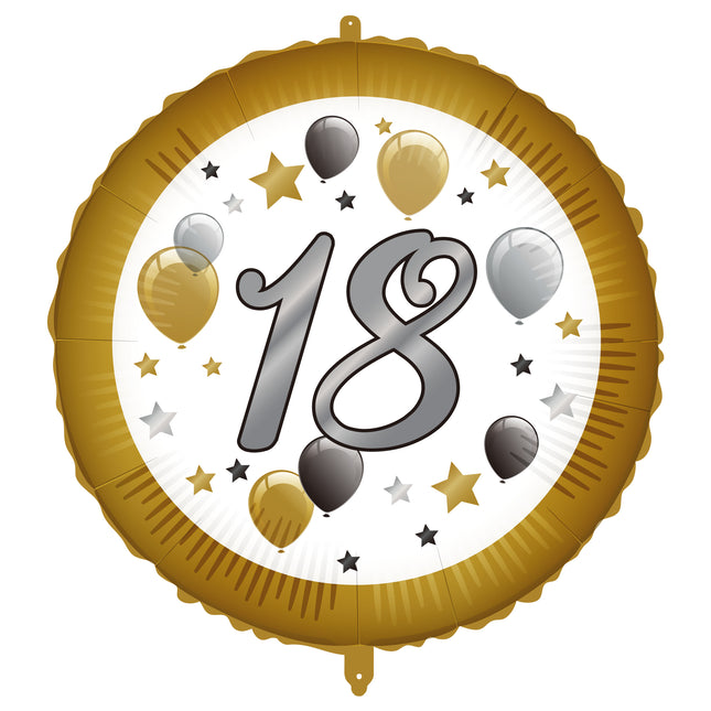 18 ans Ballon à hélium blanc or vide 46cm