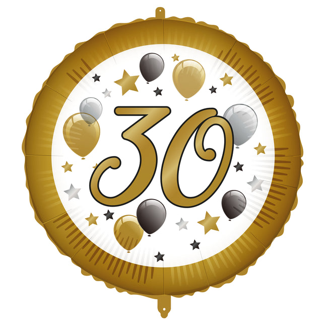 30 ans Ballon à l'hélium blanc or vide 46cm