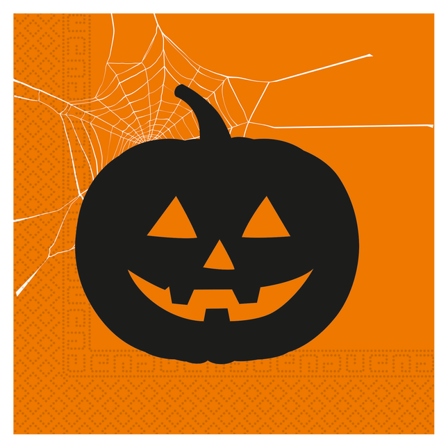 Serviettes de table Halloween Orange Citrouille 33cm 20pcs