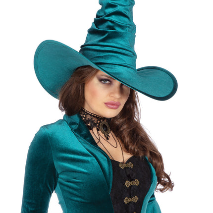 Chapeau de sorcière turquoise