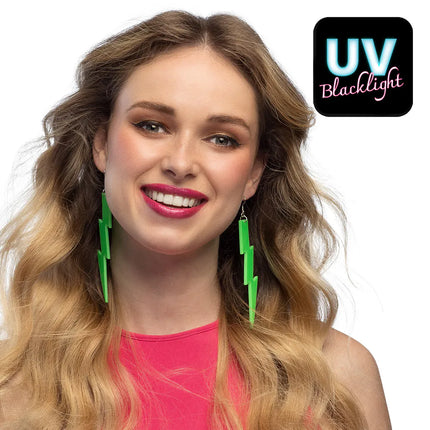 Paire de boucles d'oreilles Flash vert fluo UV