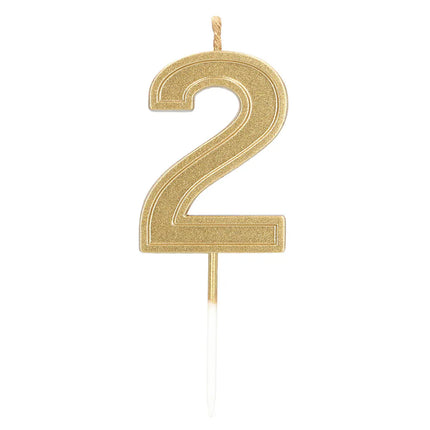 Petite bougie « Elegant '2' » dorée sur tige (3 x 4,2 x 0,7 cm)